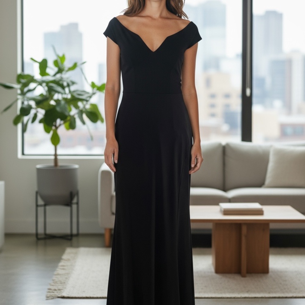 SORELLA VITA Elegant Black Off-Shoulder Maxi Dress Size 10